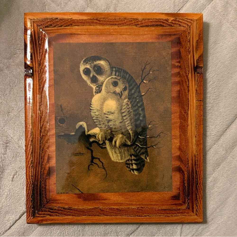 Snowy Owls" by artist Richard Hinger. 
Art Print on wooden plaque. #18